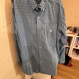 Chaps Teal Plaid Men's Button Down Shirt